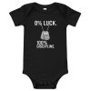 baby-short-sleeve-one-piece-black-front-68bcd6a496ba1.jpg 0% Luck 100% Discipline Baby One Piece | Premium | 3-24M