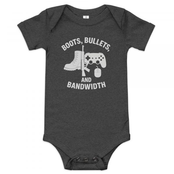 Boots, Bullets, and Bandwidth Baby One Piece | Premium | 3-24M