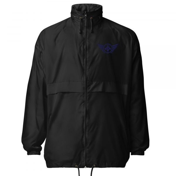 basic-unisex-windbreaker-black-front-68b69663e0d9d.jpg Navy Embroidered Logo Windbreaker | Select | S-XL