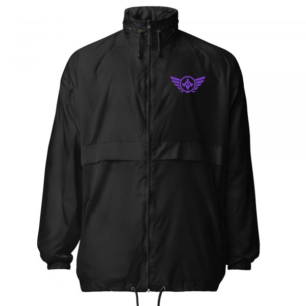 basic-unisex-windbreaker-black-front-68c1a451bb39f.jpg Purple Embroidered Logo Windbreaker | Select | 2X