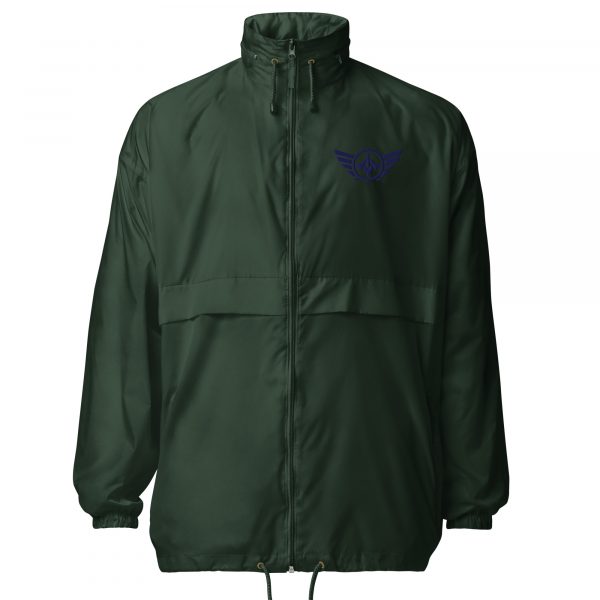 basic-unisex-windbreaker-forest-green-front-68b69663e159a.jpg Navy Embroidered Logo Windbreaker | Select | S-XL