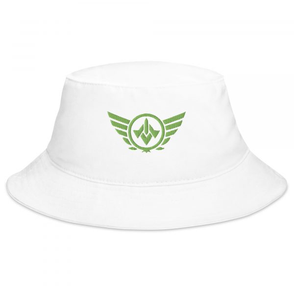 bucket-hat-i-big-accessories-bx003-white-front-68bb140e012e4.jpg Kiwi Green Embroidered Logo Bucket Hat | Classic