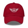 classic-dad-hat-cranberry-front-68b9e26307b61.jpg White Embroidered Logo Dad Cap | Classic Style