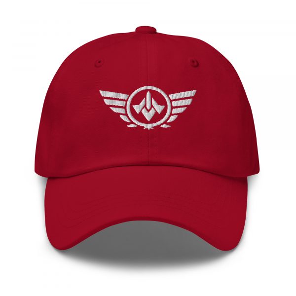 classic-dad-hat-cranberry-front-68b9e26307b61.jpg White Embroidered Logo Dad Cap | Classic Style