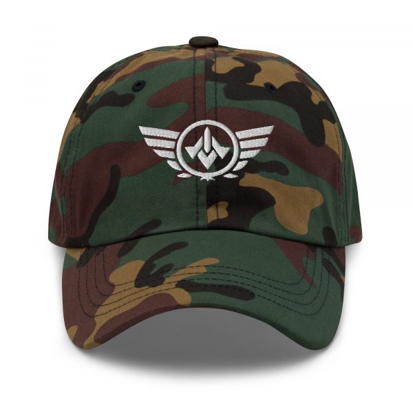 classic-dad-hat-green-camo-front-68b9e2630ad79.jpg White Embroidered Logo Dad Cap | Classic Style