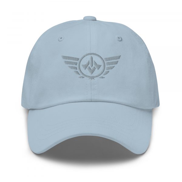 classic-dad-hat-light-blue-front-68b9e2ca93d49.jpg Grey Embroidered Logo Dad Cap | Classic Style