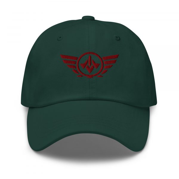 classic-dad-hat-spruce-front-68b9e47f5501e.jpg Maroon Embroidered Logo Dad Cap | Classic Style