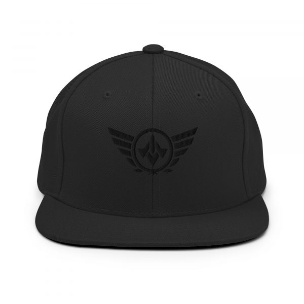 classic-snapback-black-front-68ba48c2b1b63.jpg Black Embroidered Logo Snapback | Premium
