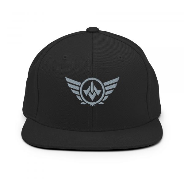 classic-snapback-black-front-68ba490614347.jpg Grey Embroidered Logo Snapback | Premium