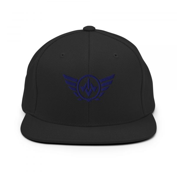 classic-snapback-black-front-68ba55b71a2dc.jpg Navy Embroidered Logo Snapback | Premium