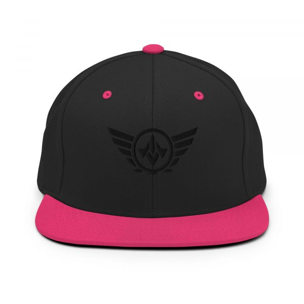 classic-snapback-black-neon-pink-front-68ba48c2b31fd.jpg Black Embroidered Logo Snapback | Premium
