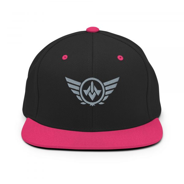 classic-snapback-black-neon-pink-front-68ba490615160.jpg Grey Embroidered Logo Snapback | Premium