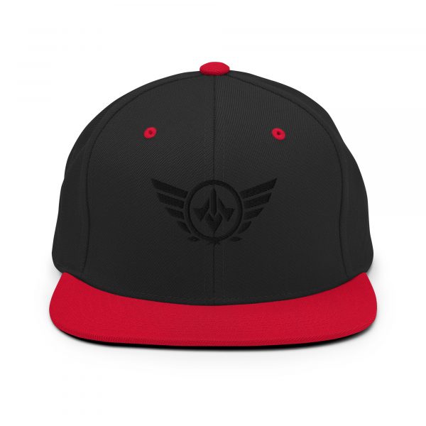 classic-snapback-black-red-front-68ba48c2b25ed.jpg Black Embroidered Logo Snapback | Premium