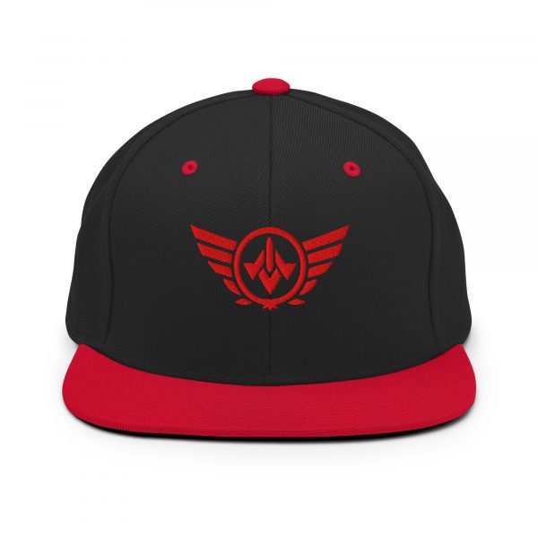classic-snapback-black-red-front-68ba554b25b43.jpg Red Embroidered Logo Snapback | Premium