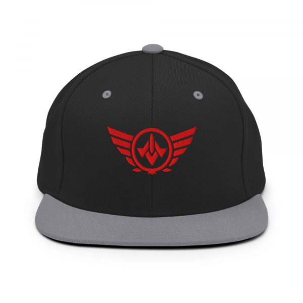 classic-snapback-black-silver-front-68ba554b26ec7.jpg Red Embroidered Logo Snapback | Premium