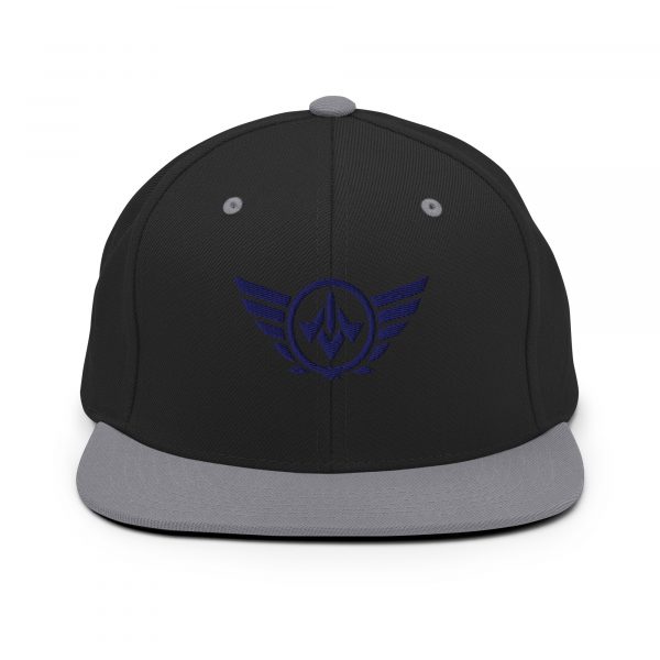 classic-snapback-black-silver-front-68ba55b71c17b.jpg Navy Embroidered Logo Snapback | Premium