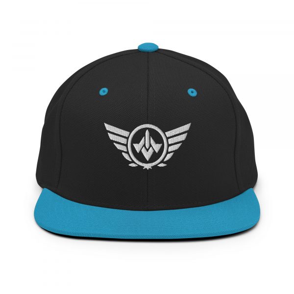 classic-snapback-black-teal-front-68ba485457a17.jpg White Embroidered Logo Snapback | Premium