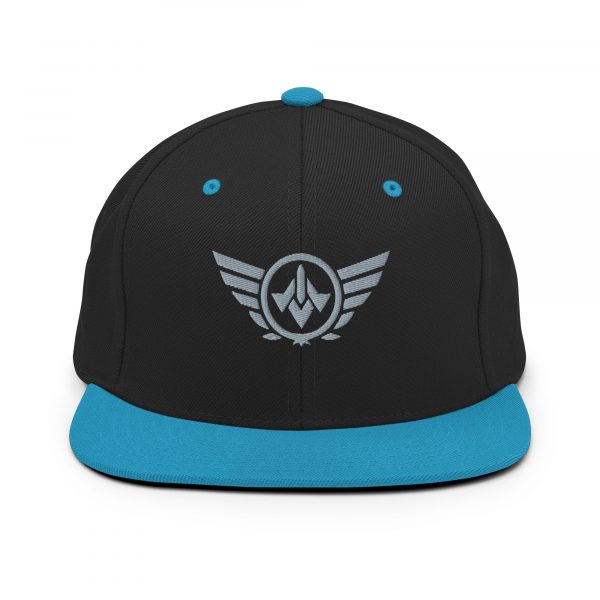classic-snapback-black-teal-front-68ba490615a38.jpg Grey Embroidered Logo Snapback | Premium