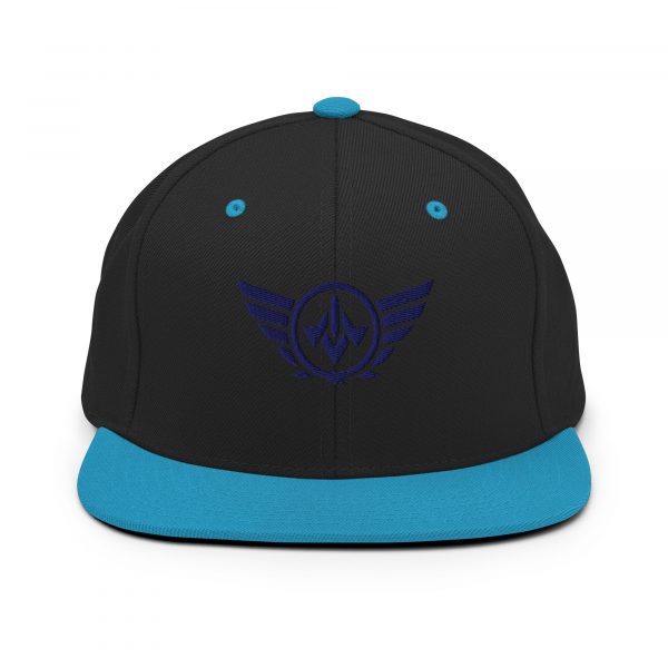 classic-snapback-black-teal-front-68ba55b71b818.jpg Navy Embroidered Logo Snapback | Premium