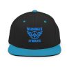 classic-snapback-black-teal-front-68ba5af5b0e42.jpg Aqua Embroidered Brand Logo Snapback | Premium