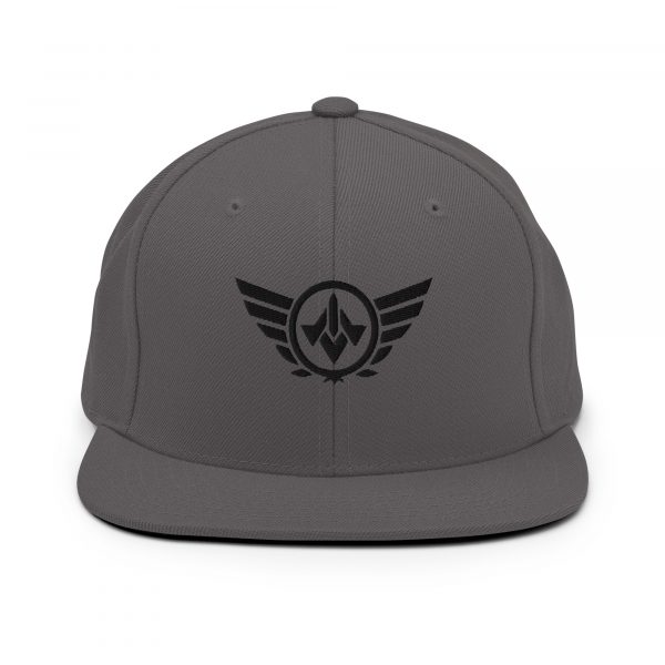 classic-snapback-dark-grey-front-68ba48c2bbe57.jpg Black Embroidered Logo Snapback | Premium