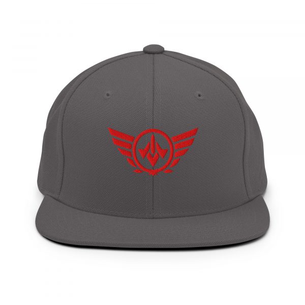 classic-snapback-dark-grey-front-68ba554b2d497.jpg Red Embroidered Logo Snapback | Premium