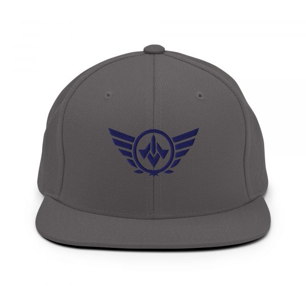 classic-snapback-dark-grey-front-68ba55b724073.jpg Navy Embroidered Logo Snapback | Premium