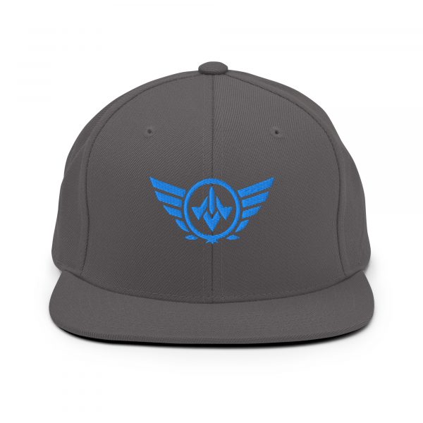 classic-snapback-dark-grey-front-68ba564c07ec5.jpg Aqua Embroidered Logo Snapback | Premium