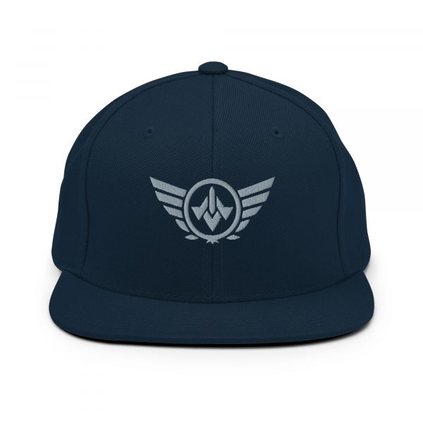classic-snapback-dark-navy-front-68ba490612eba.jpg Grey Embroidered Logo Snapback | Premium