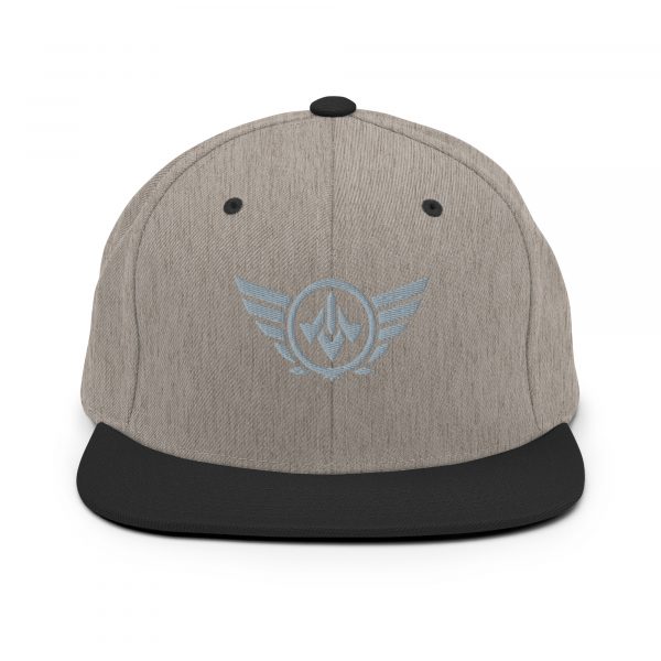 classic-snapback-heather-black-front-68ba49061ffad.jpg Grey Embroidered Logo Snapback | Premium