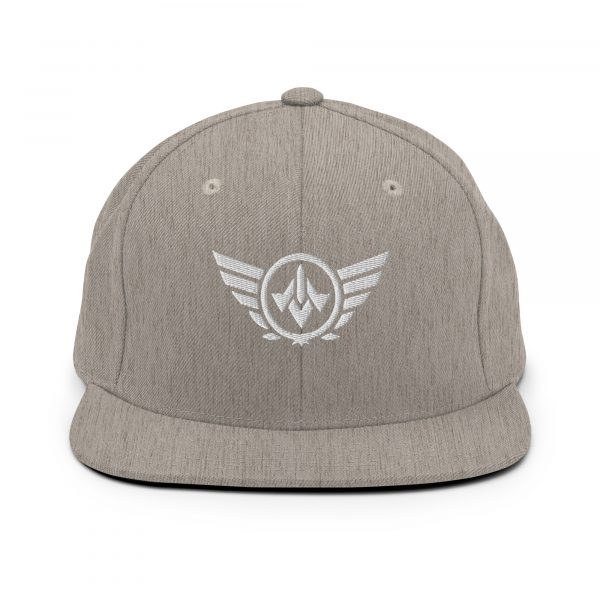 classic-snapback-heather-grey-front-68ba485464ef2.jpg White Embroidered Logo Snapback | Premium
