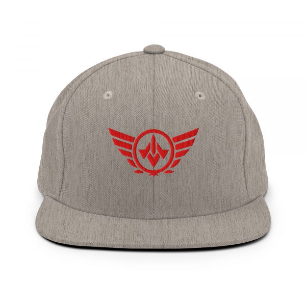 classic-snapback-heather-grey-front-68ba554b31a96.jpg Red Embroidered Logo Snapback | Premium