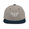 classic-snapback-heather-grey-navy-front-68ba48546254e.jpg White Embroidered Logo Snapback | Premium