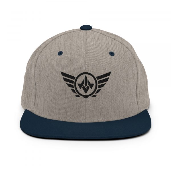 classic-snapback-heather-grey-navy-front-68ba48c2c0195.jpg Black Embroidered Logo Snapback | Premium