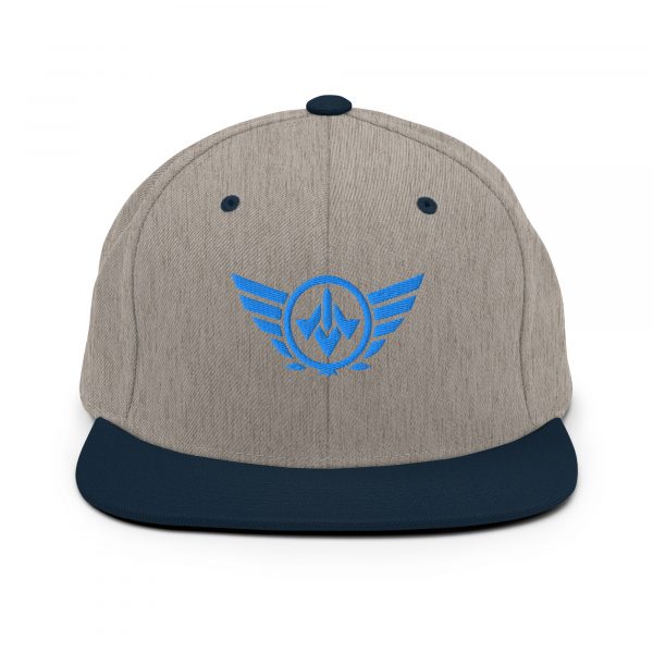 classic-snapback-heather-grey-navy-front-68ba564c0c615.jpg Aqua Embroidered Logo Snapback | Premium