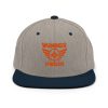 classic-snapback-heather-grey-navy-front-68ba59967a01a.jpg Orange Embroidered Brand Logo Snapback | Premium