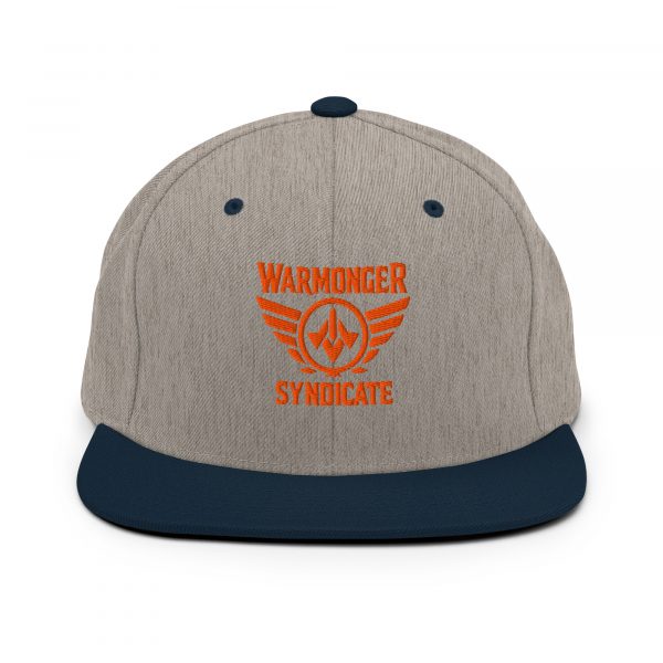 classic-snapback-heather-grey-navy-front-68ba59967a01a.jpg Orange Embroidered Brand Logo Snapback | Premium