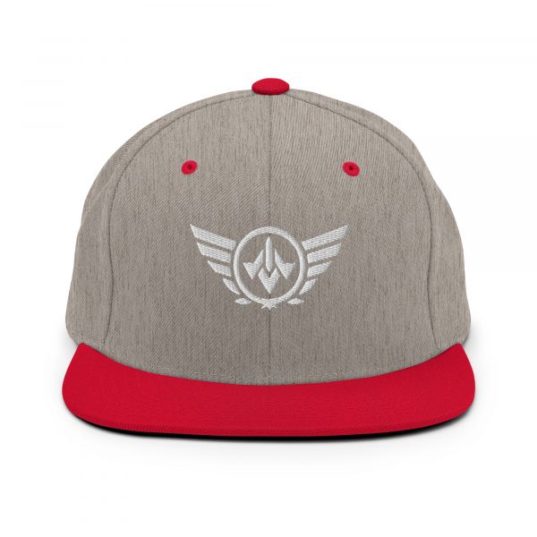 classic-snapback-heather-grey-red-front-68ba48546397e.jpg White Embroidered Logo Snapback | Premium