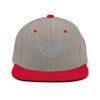 classic-snapback-heather-grey-red-front-68ba4906229d8.jpg Grey Embroidered Logo Snapback | Premium
