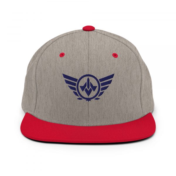 classic-snapback-heather-grey-red-front-68ba55b72a36c.jpg Navy Embroidered Logo Snapback | Premium