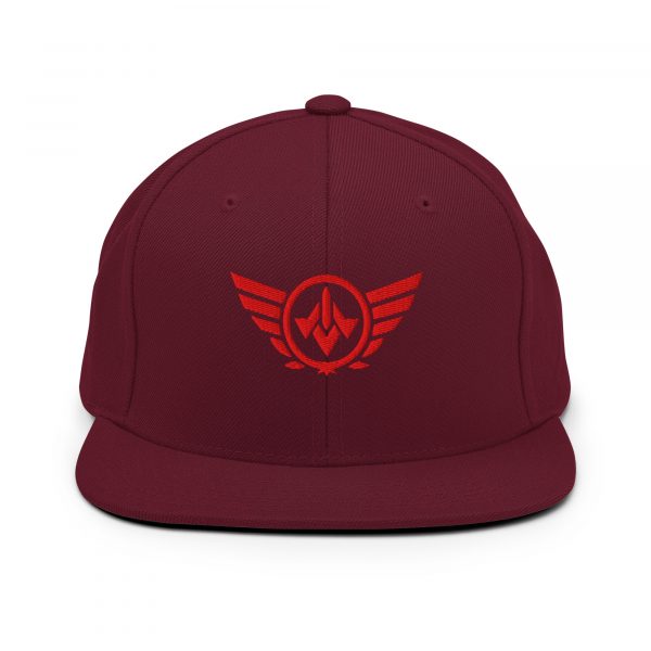 classic-snapback-maroon-front-68ba554b279ee.jpg Red Embroidered Logo Snapback | Premium