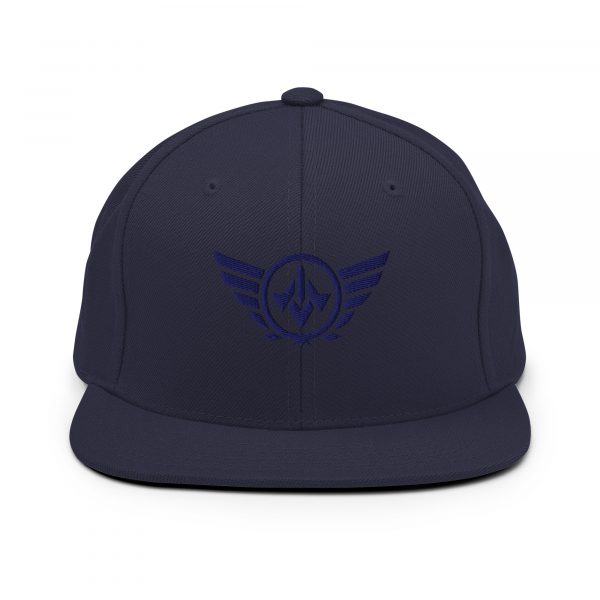 classic-snapback-navy-front-68ba55b71e3f2.jpg Navy Embroidered Logo Snapback | Premium