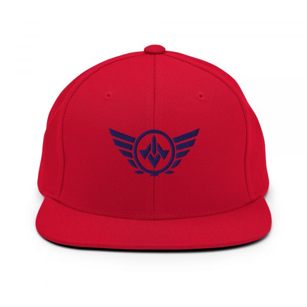 classic-snapback-red-front-68ba55b720ecf.jpg Navy Embroidered Logo Snapback | Premium
