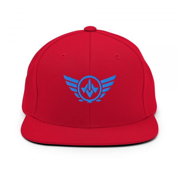 classic-snapback-red-front-68ba564c05e91.jpg Aqua Embroidered Logo Snapback | Premium