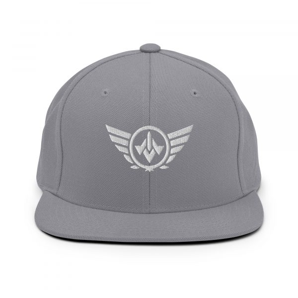 classic-snapback-silver-front-68ba48545ffd5.jpg White Embroidered Logo Snapback | Premium