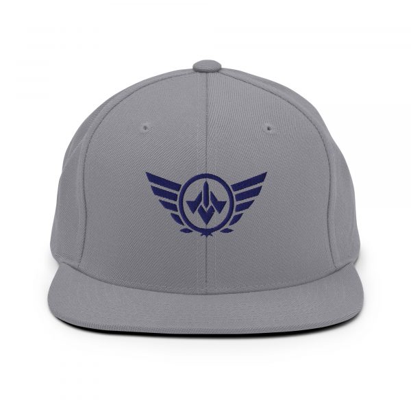 classic-snapback-silver-front-68ba55b726118.jpg Navy Embroidered Logo Snapback | Premium