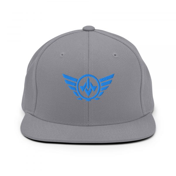 classic-snapback-silver-front-68ba564c0900b.jpg Aqua Embroidered Logo Snapback | Premium