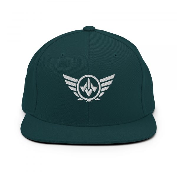 classic-snapback-spruce-front-68ba48545bf57.jpg White Embroidered Logo Snapback | Premium