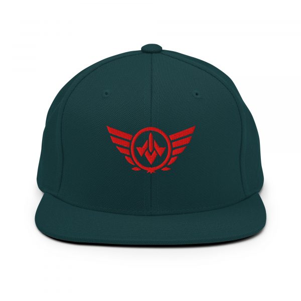 classic-snapback-spruce-front-68ba554b2a900.jpg Red Embroidered Logo Snapback | Premium