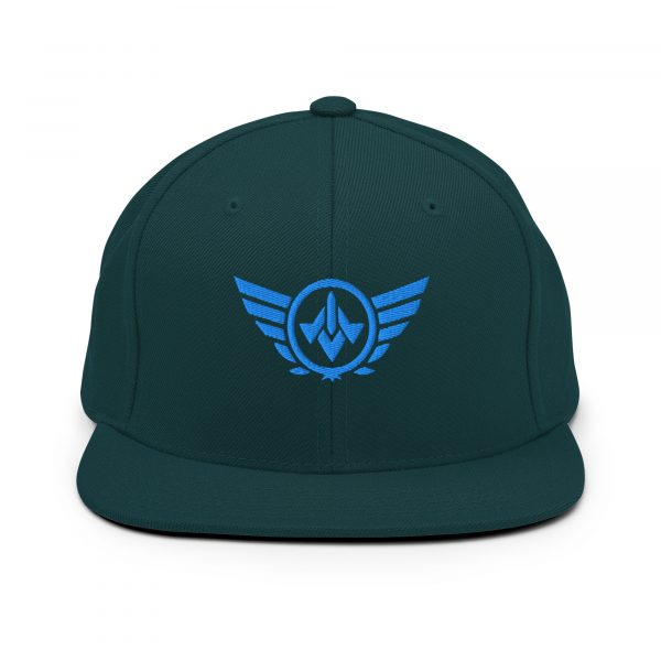 classic-snapback-spruce-front-68ba564c04fe1.jpg Aqua Embroidered Logo Snapback | Premium
